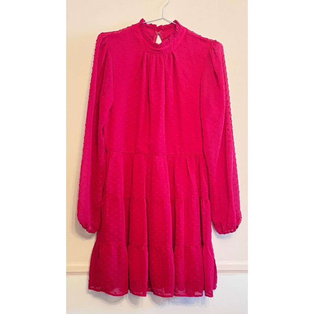 Trixxi Red Ruched Long Sleeve Dress Size Large Y2K Coquette Party Dress